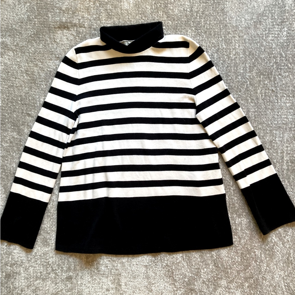 COS Striped Rollneck Sweater Oversized Black White Classic 100% Cotton X-Small